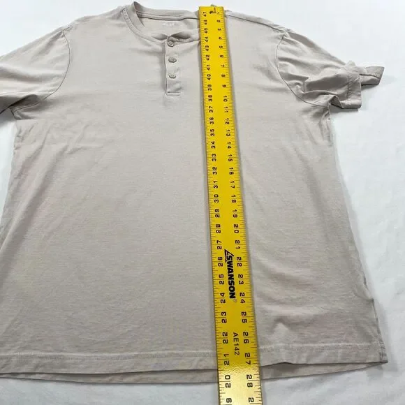 William Rast Henley T Shirt Pima Cotton Vintage Wash Mens Medium Beige - Picture 8 of 9